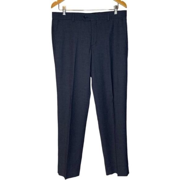 Savile Row Mayfair-S Navy Dress Pants Men’s 38x32 Slim Fit Formal Trousers - Picture 3 of 6